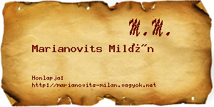 Marianovits Milán névjegykártya