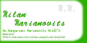 milan marianovits business card